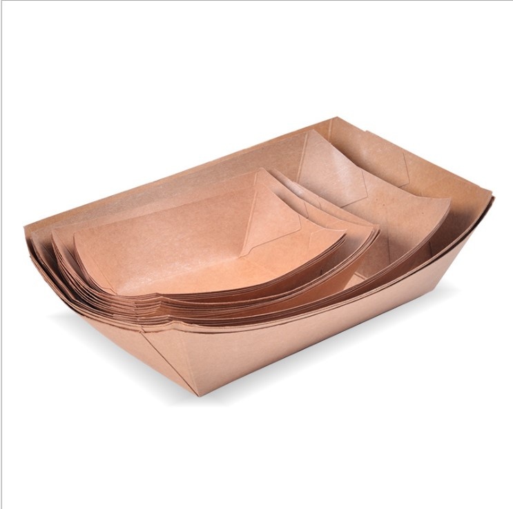 Disposable brown kraft paper boat paper food tray
