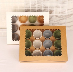 12 Pack Cupcake Boxes White Cardboard Sweet Muffin Cake Box Dessert Gift Packing With Window