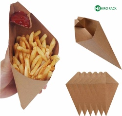 Disposable Kraft Paper French Fries Cones with Dipping Sauce Compartment
