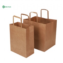 Kraft paper bag with flat handles
